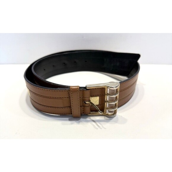Escada Vintage Retro Leather Wide Belt Gold Brown Buckle Made in Germany 38 main image 14
